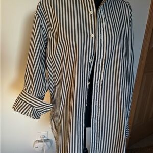 Ralph Lauren Black and White Striped Casual Button Down Shirt